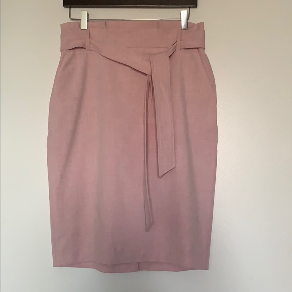 Ann Taylor paper bag tie waist pink skirt Size 6